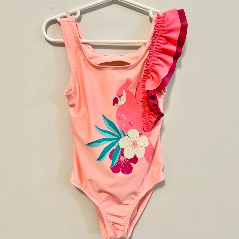 Cat & Jack Coral Flamingo One Piece Girl Swimsuit